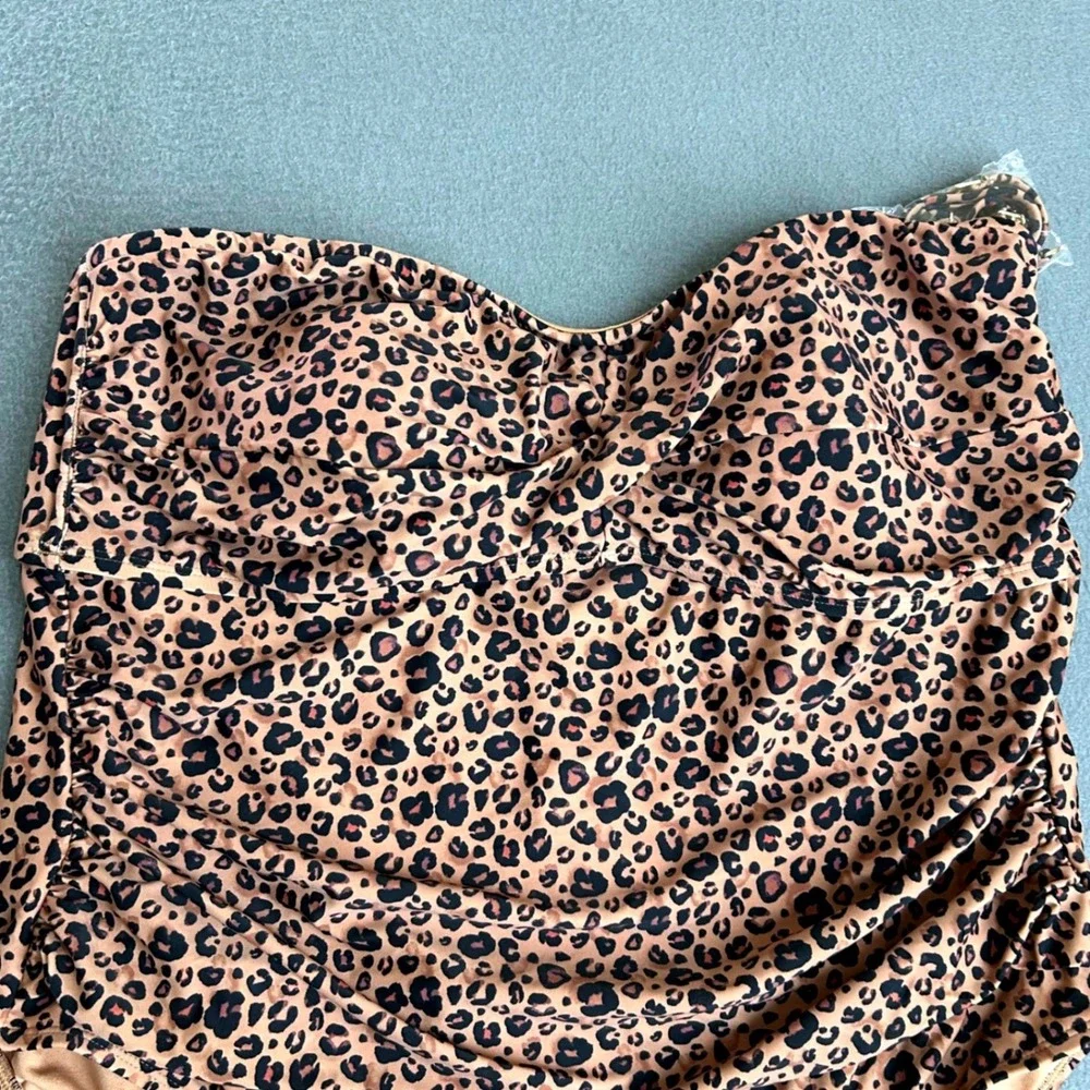 Shade & Shore Swimsuit Womens 22 Brown Leopard One Piece Tummy Control Strapless
